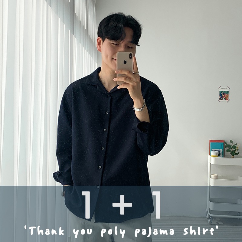 주붕샵[1+1]감사제 폴리 오픈카라 셔츠기본트렌드